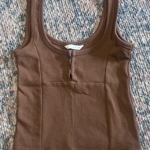 Ara Brown Ribbed Tank Top
